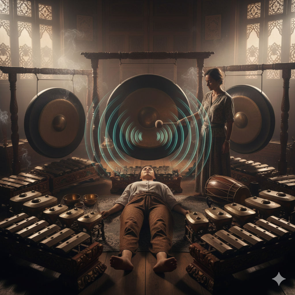 Terapi Suara dan Getaran: Tren Relaksasi Baru Berbasis Alat Musik Tradisional (Gamelan, Gong).
